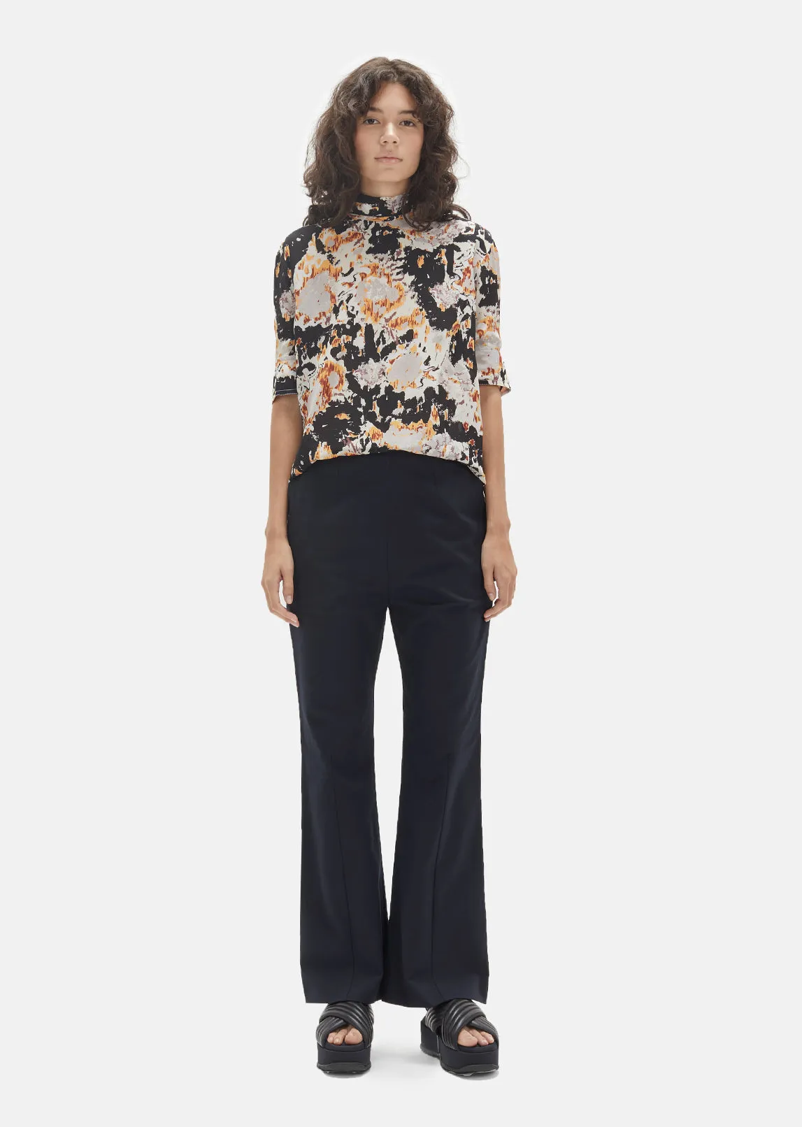 Mockneck Print Blouse