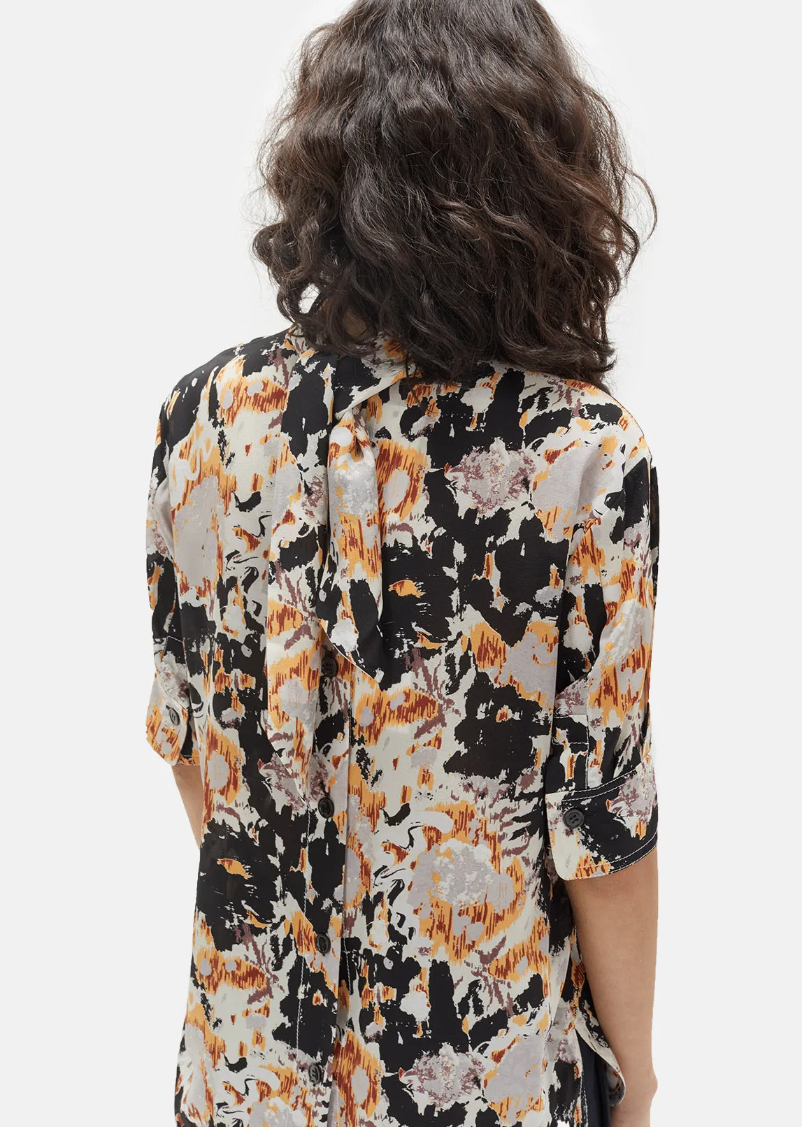 Mockneck Print Blouse