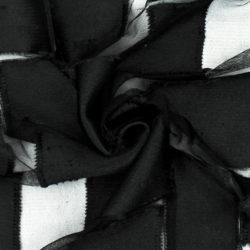Mystical Black-Black Geometry Patch Clip Spot Tulle Fabric
