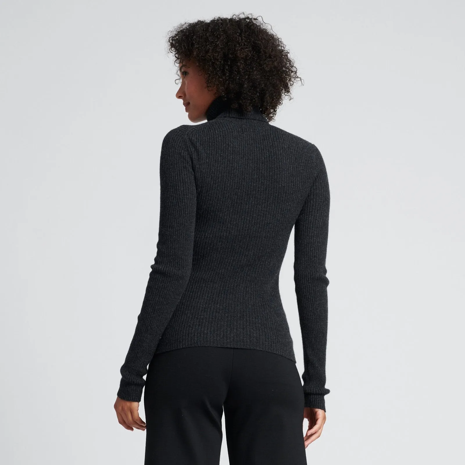 NAADAM Cashmere Ribbed Turtleneck Smoke