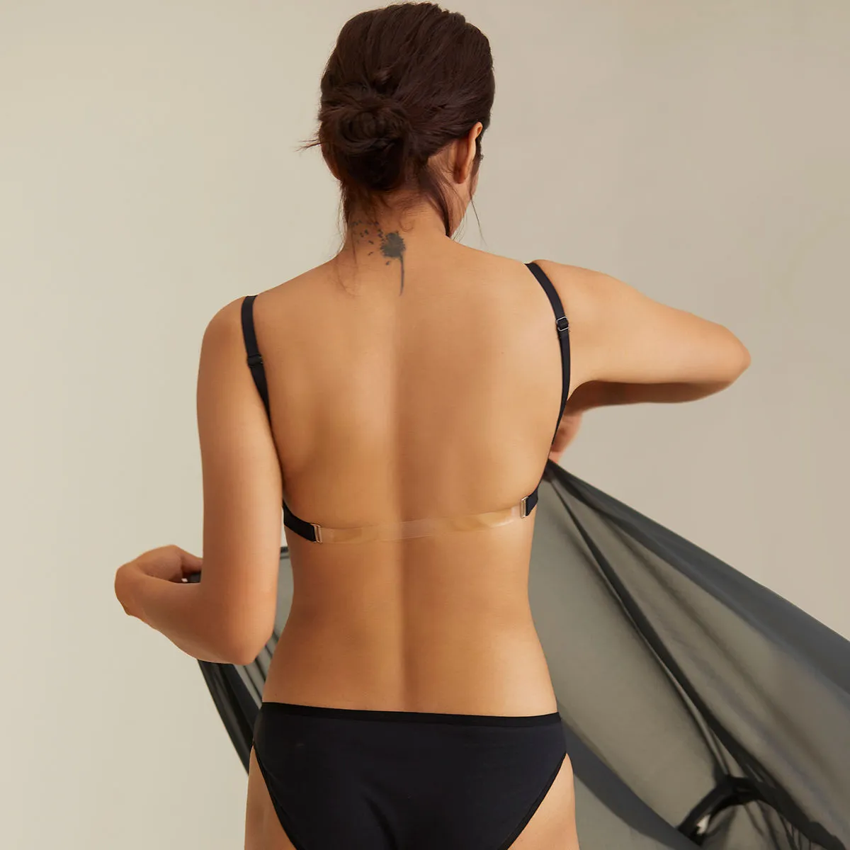 Nykd by Nykaa Breathe Cotton Transparent Back Padded Non Wired T-Shirt Bra NYB007 Black