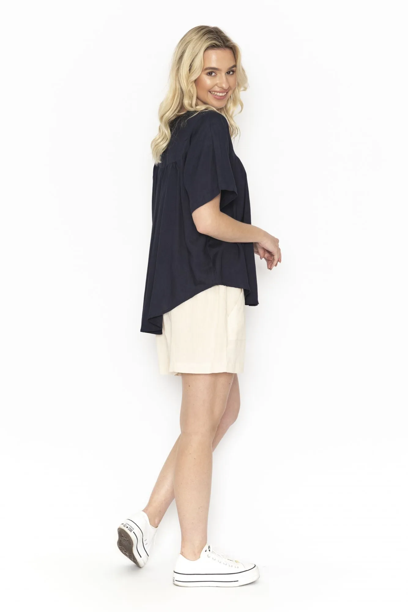 Orientique Linen Top Navy 10
