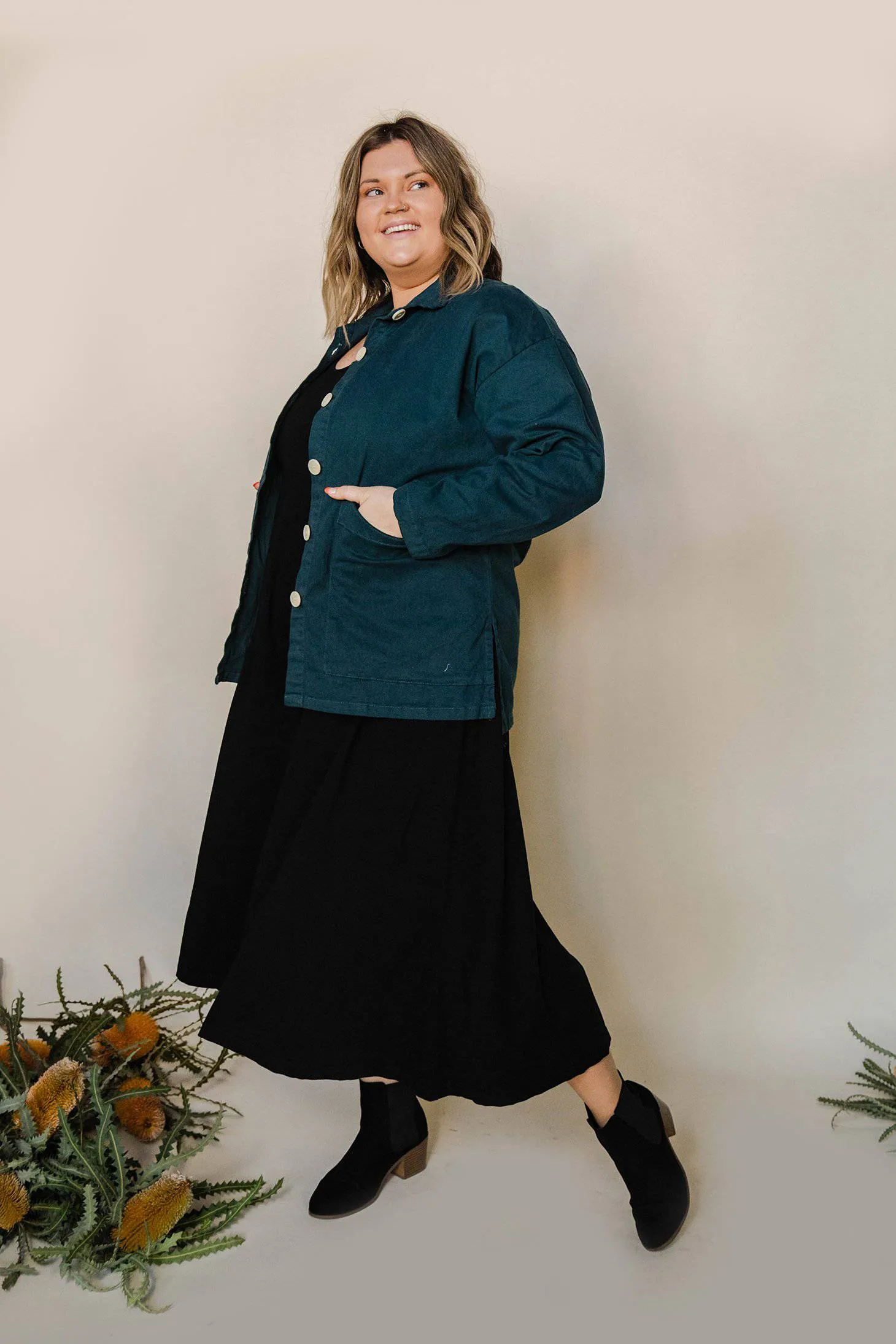 Painters Button Jacket (Rich Teal)