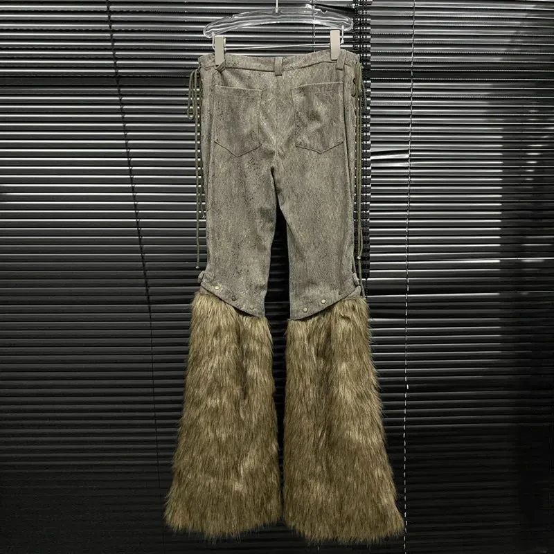 Patchwork Furry Casual Pants For Women