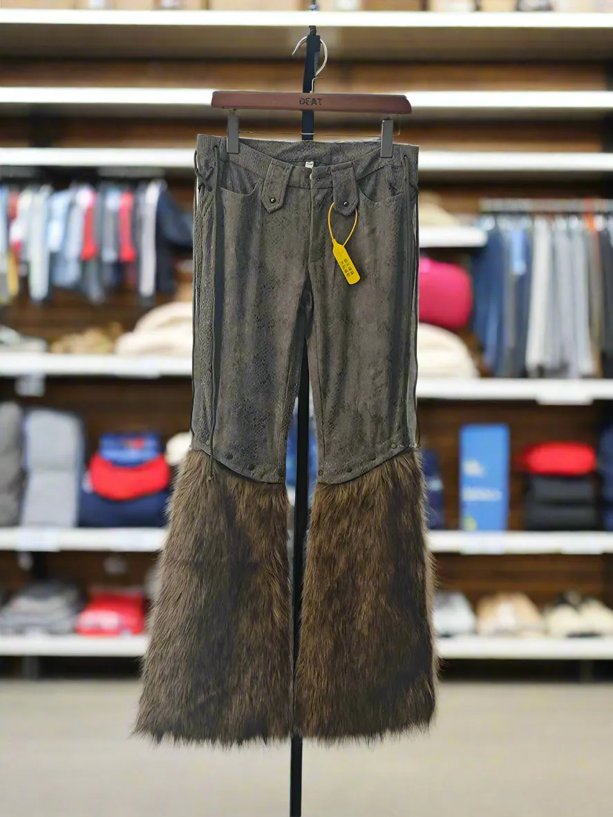 Patchwork Furry Casual Pants For Women
