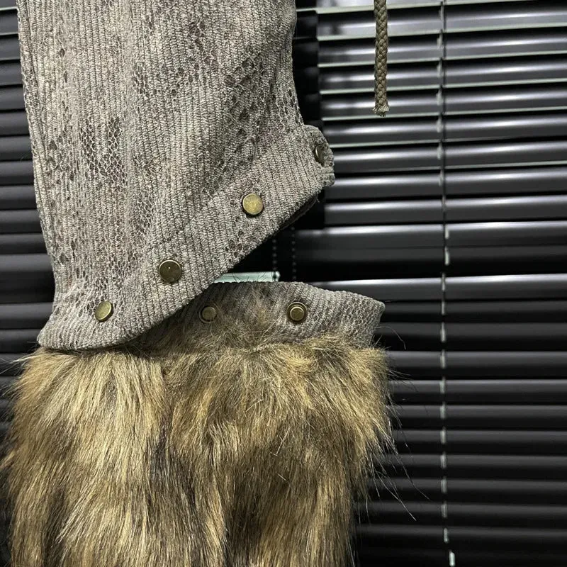 Patchwork Furry Casual Pants For Women