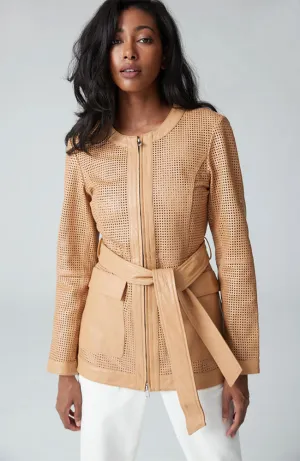 Perforated Leather Jacket Patch Pocket
