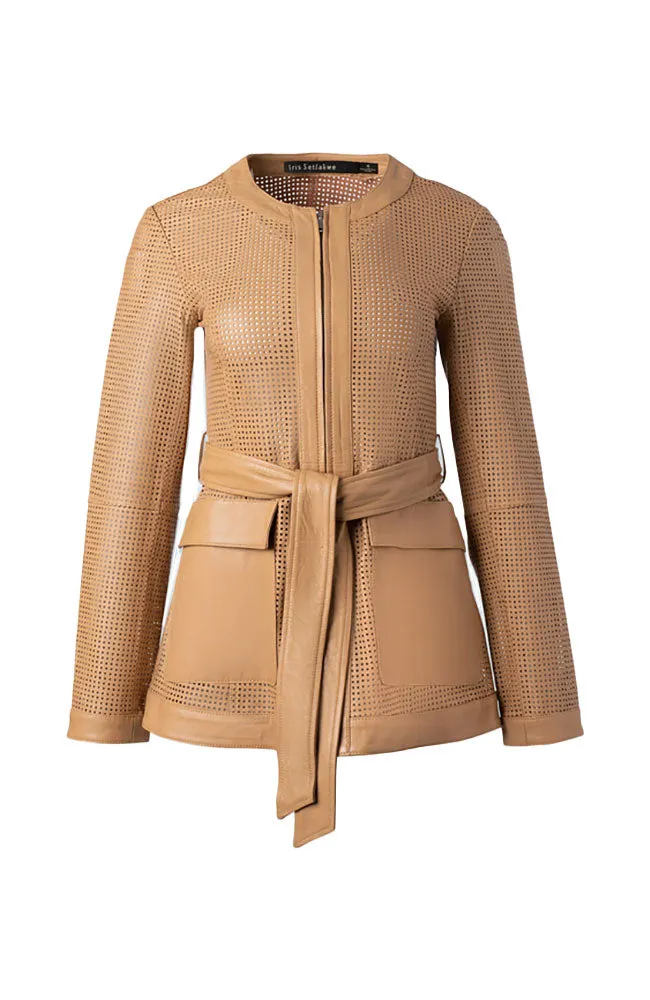 Perforated Leather Jacket Patch Pocket