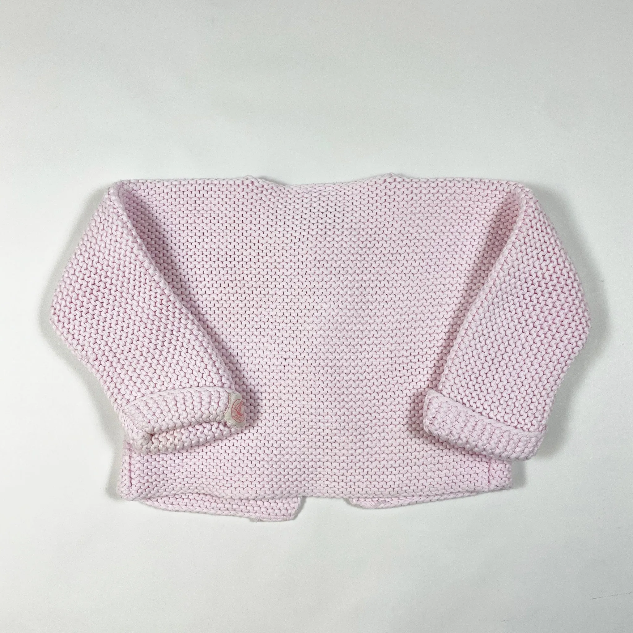 Petit Bateau soft rose heavy knit cotton cardigan 12M/74