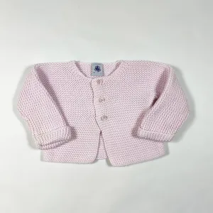 Petit Bateau soft rose heavy knit cotton cardigan 12M/74