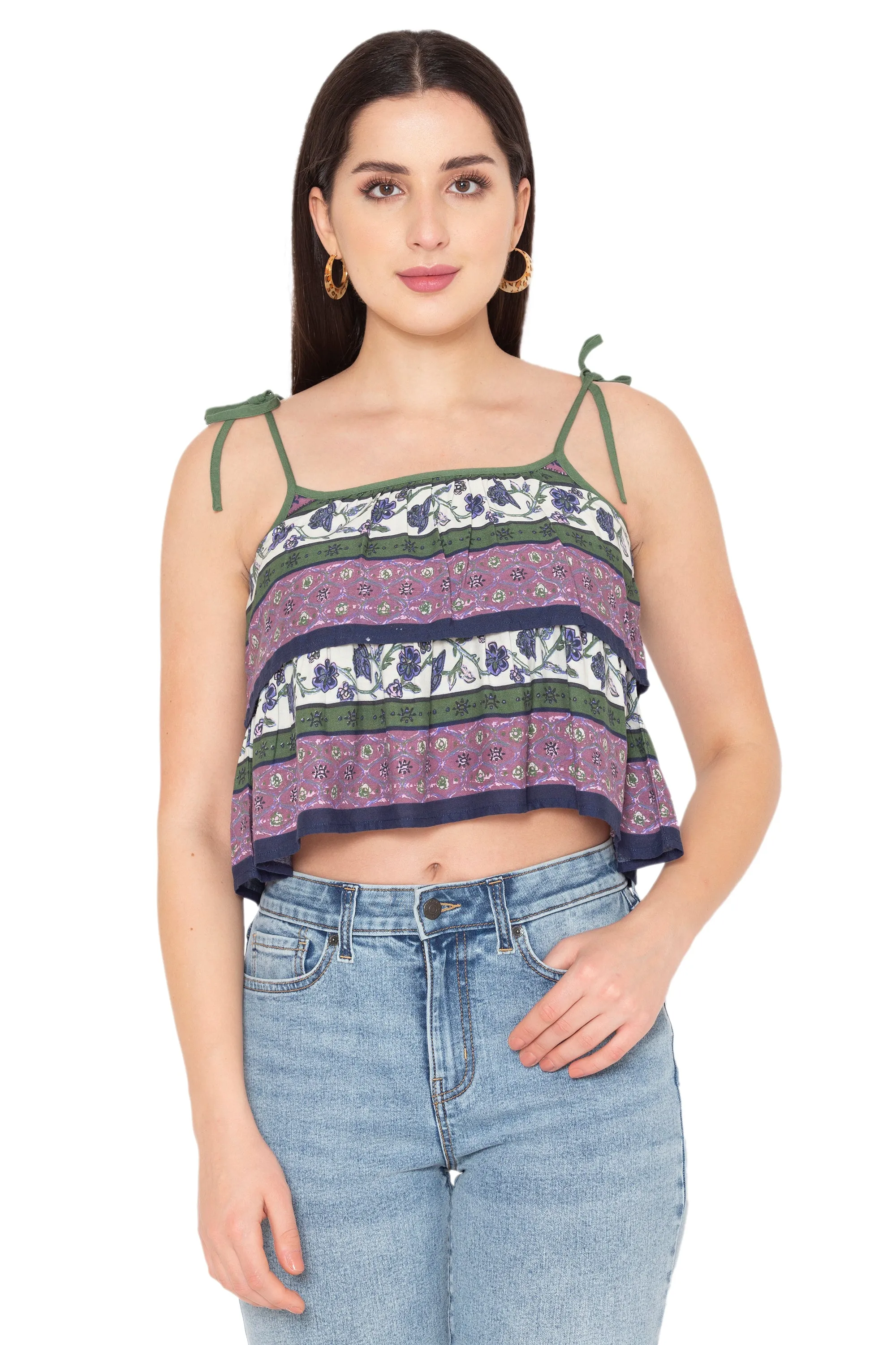 Porsorte Womens Rayon Printed Strappy Top