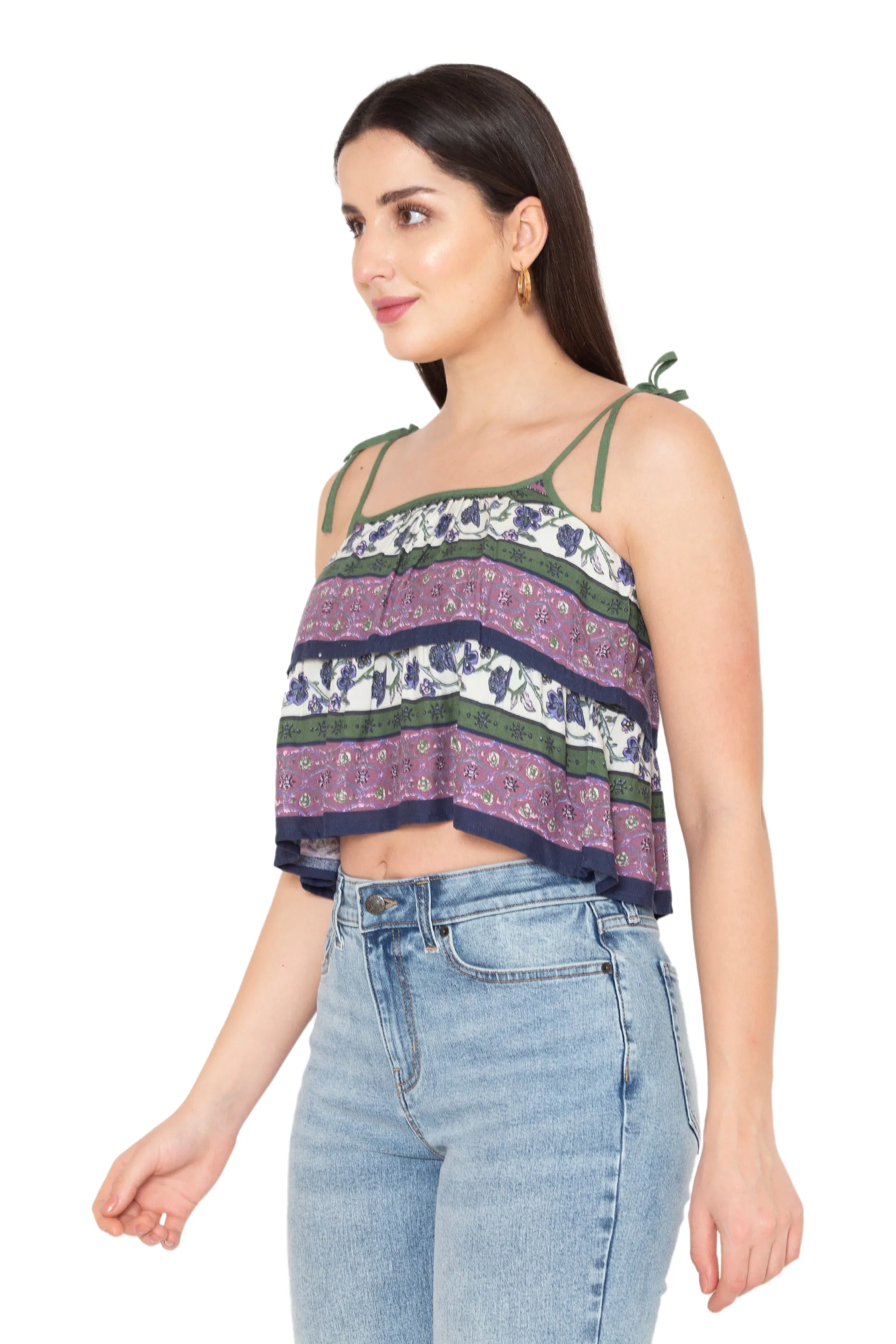 Porsorte Womens Rayon Printed Strappy Top