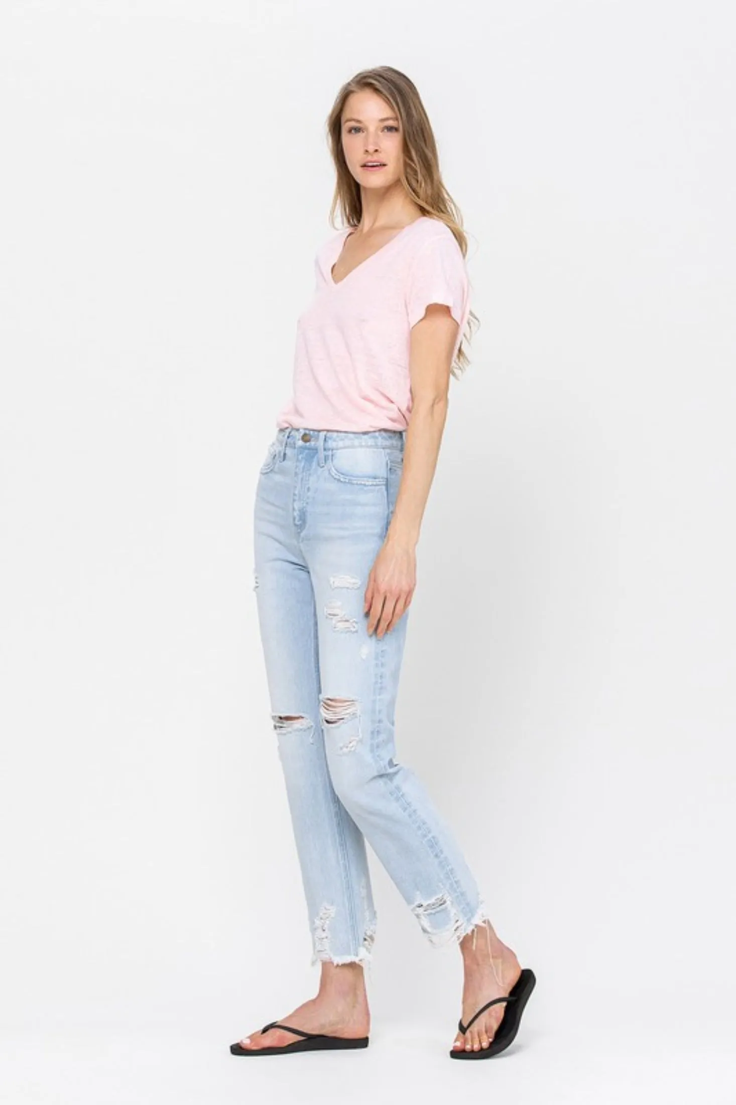 Raw Hem Mom Jean