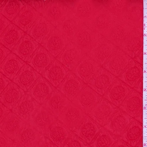 Red Deco Lattice Embossed Chiffon Fabric