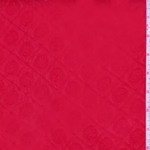 Red Deco Lattice Embossed Chiffon Fabric