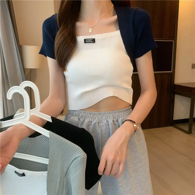 Silk False Two-Piece Tank Top Women Trendy Outdoor INS Tops Outerwear