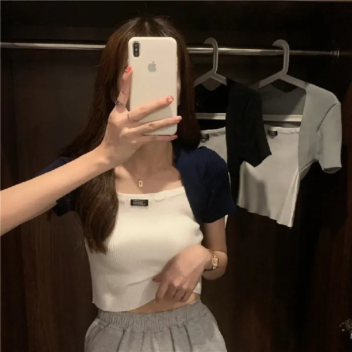 Silk False Two-Piece Tank Top Women Trendy Outdoor INS Tops Outerwear