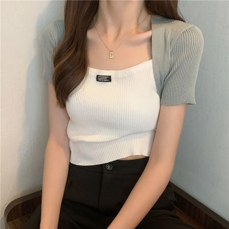 Silk False Two-Piece Tank Top Women Trendy Outdoor INS Tops Outerwear