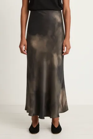 Silk Laundry Long Bias Cut Skirt - Smoke