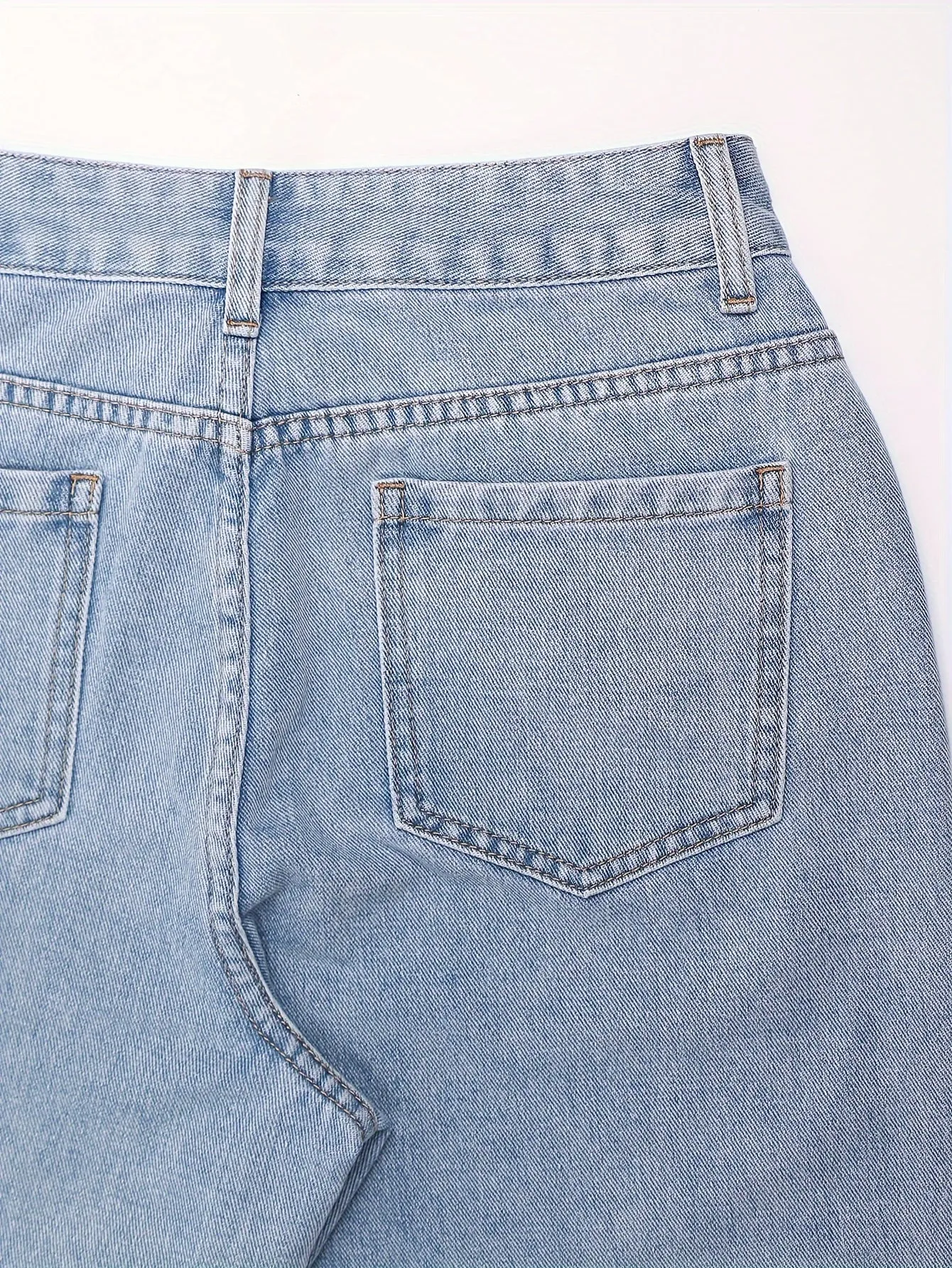 Skull Pattern Washed High Wais  Sraight  Denim Jeans