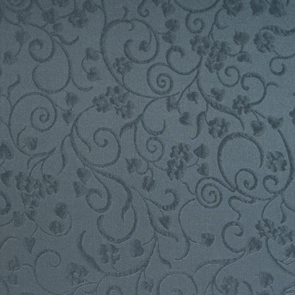 Slate Grey Vine Leaf Jacquard Pure Silk