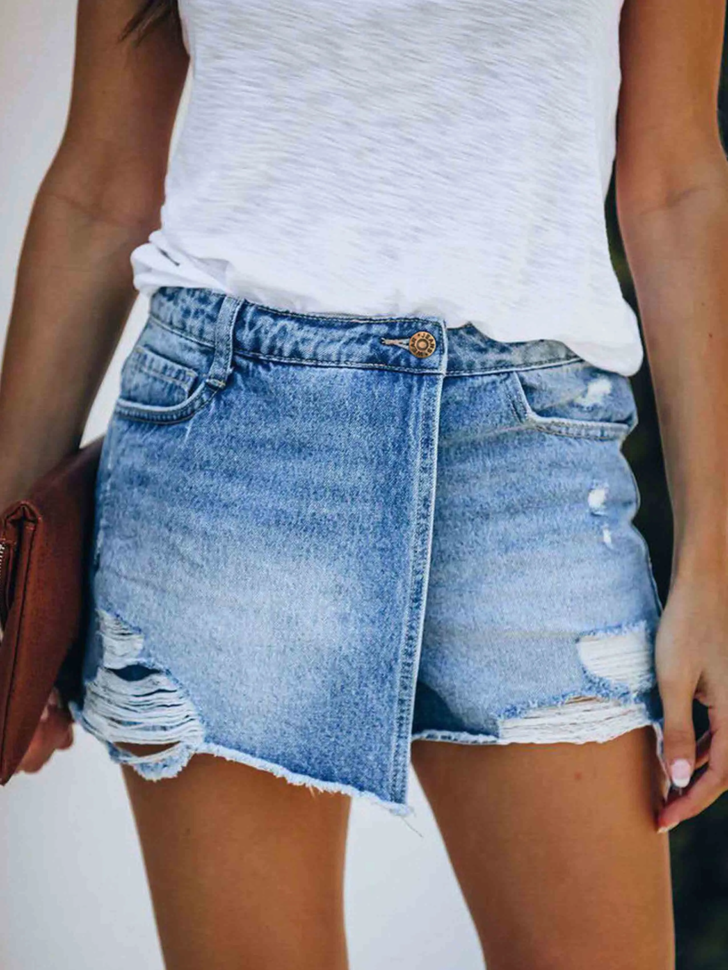 Stunncal Casual Ripped Denim Shorts