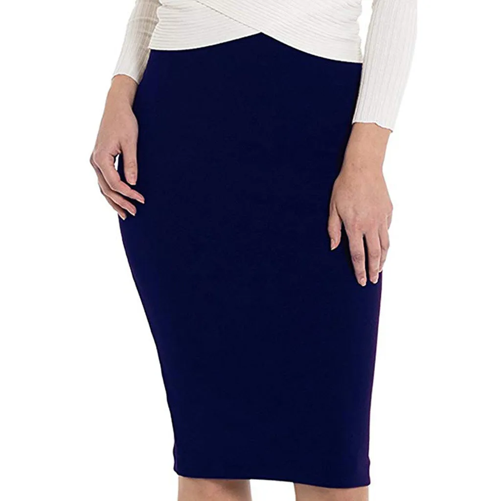 Summer Stretchable Matching Skirt High Waist Mid-Length OL Uniform Hip Flattering Slim Look Skirt