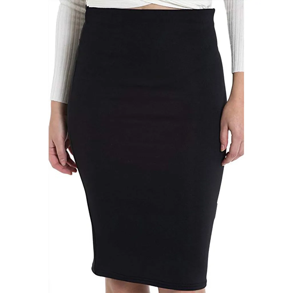Summer Stretchable Matching Skirt High Waist Mid-Length OL Uniform Hip Flattering Slim Look Skirt