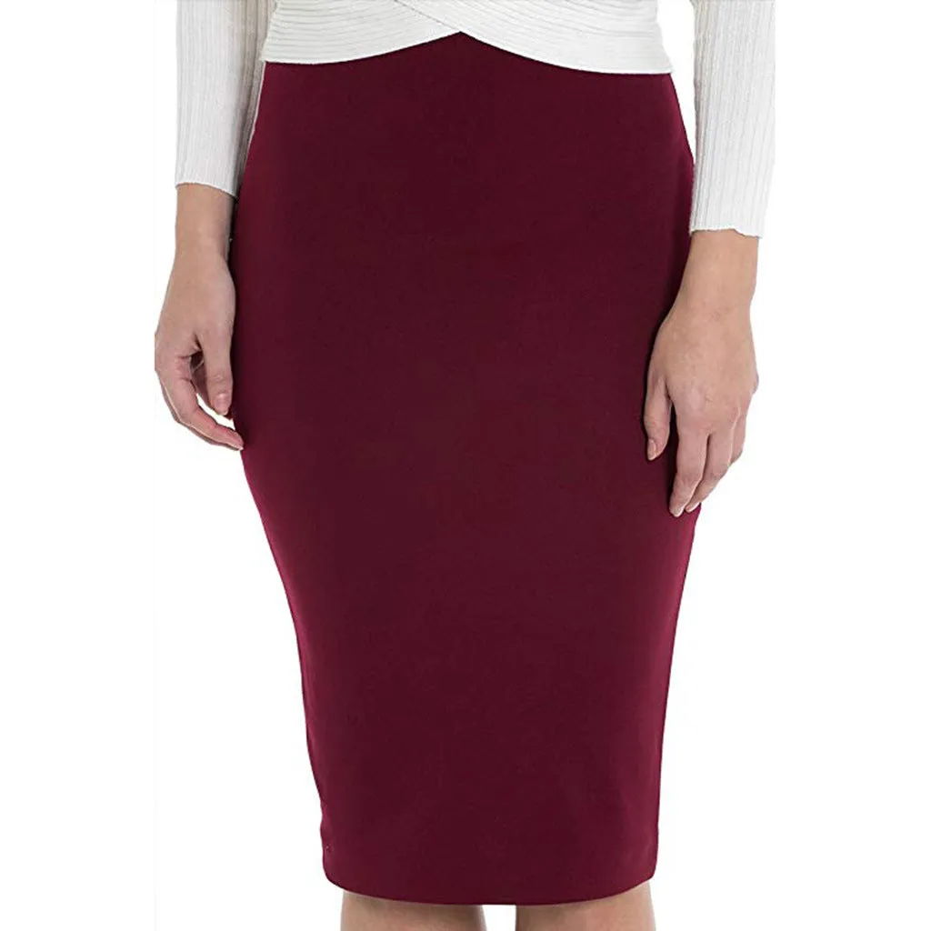 Summer Stretchable Matching Skirt High Waist Mid-Length OL Uniform Hip Flattering Slim Look Skirt