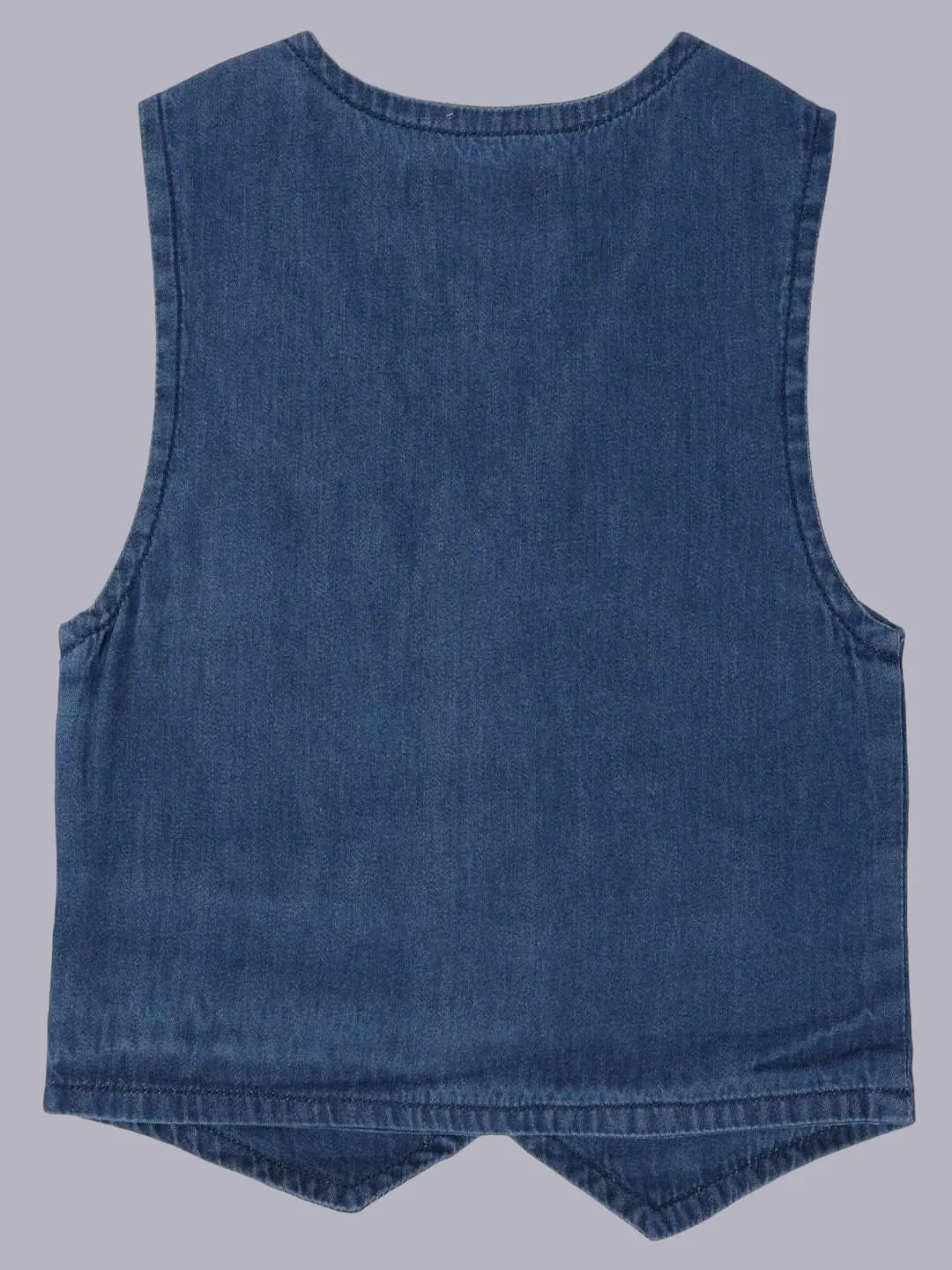 ToffyHouse Dark Blue Denim Vest with Stylish Button-Up Front and Pockets