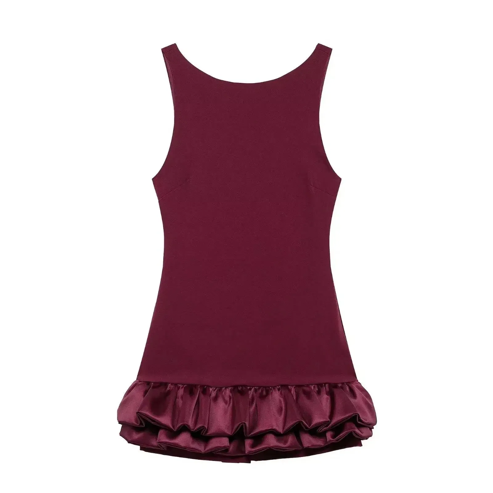 TRAFZA Vintage Chic Red Sexy Women Dress Cami Backless Mini