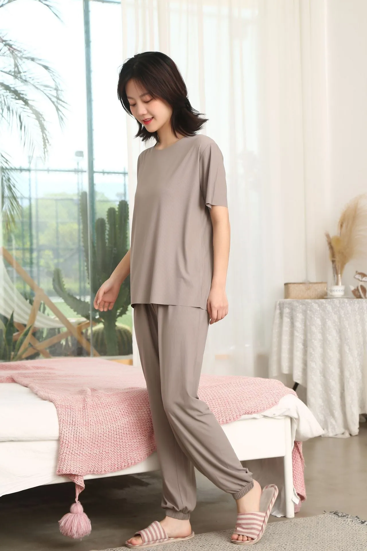 Trendy Sets Women Summer Two-Piece Silk Popular Sporty Casual Sleepwear