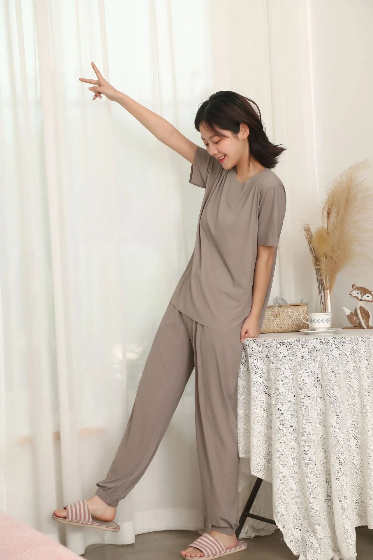 Trendy Sets Women Summer Two-Piece Silk Popular Sporty Casual Sleepwear