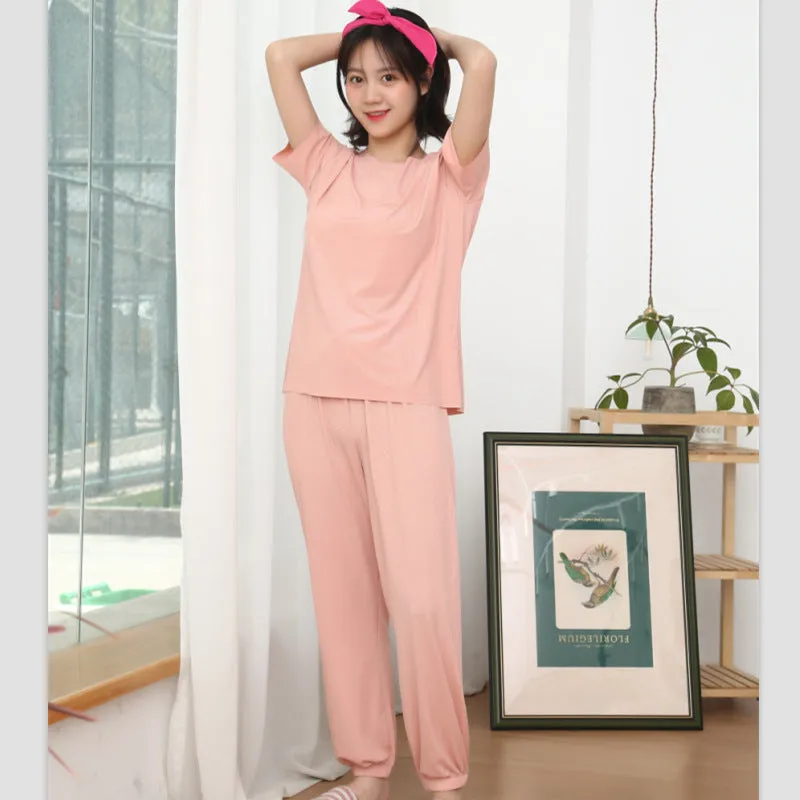 Trendy Sets Women Summer Two-Piece Silk Popular Sporty Casual Sleepwear