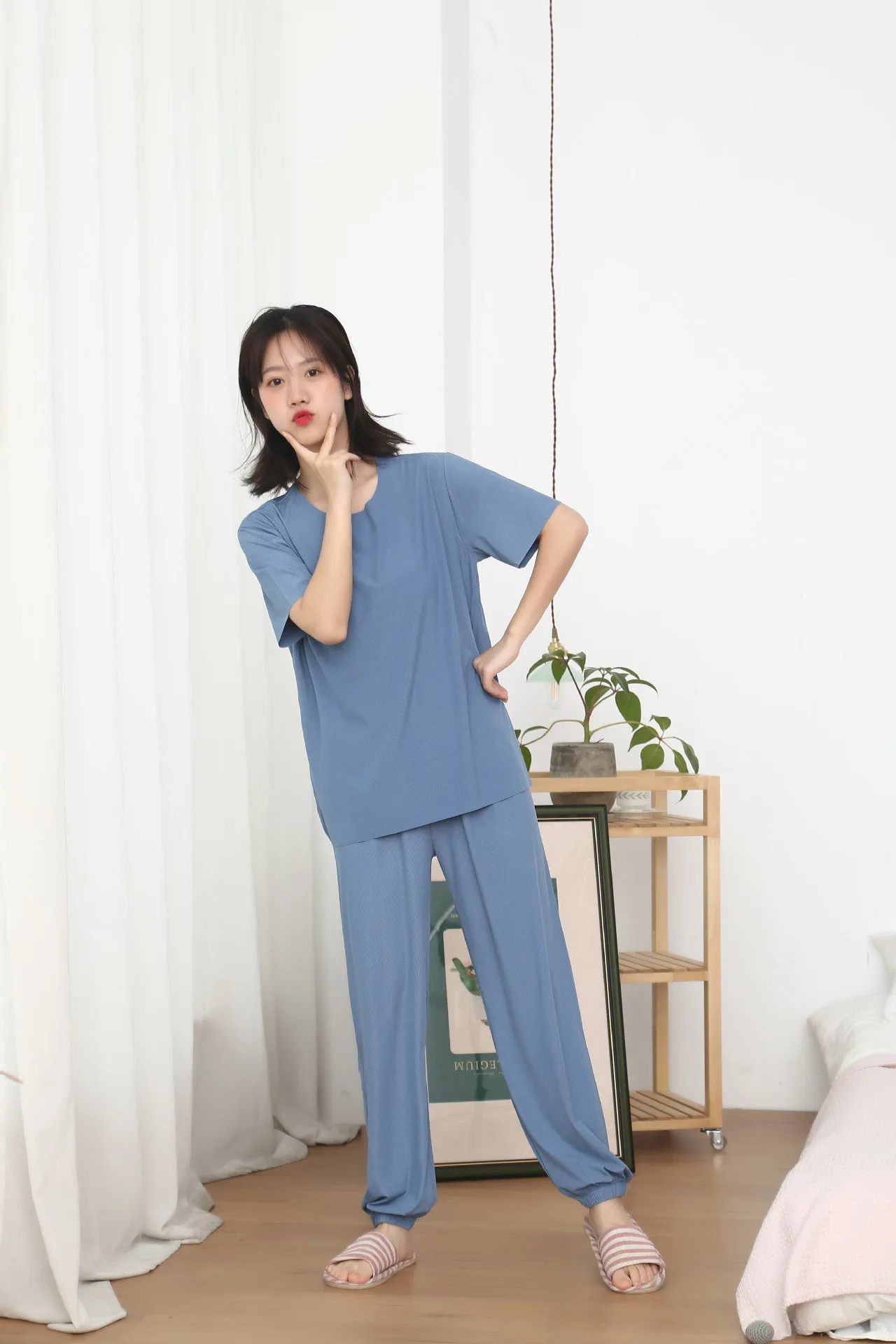 Trendy Sets Women Summer Two-Piece Silk Popular Sporty Casual Sleepwear