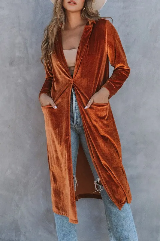 Velour Long Jacket - Yellow