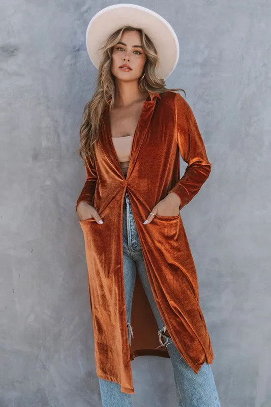 Velour Long Jacket - Yellow