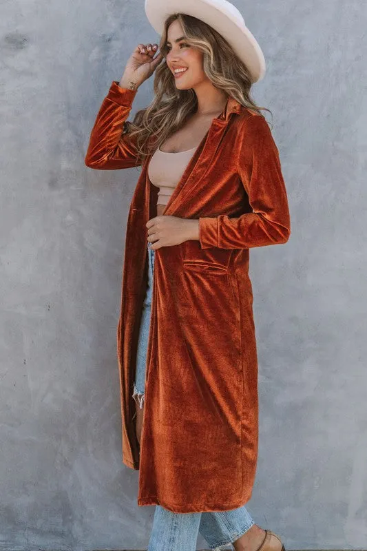 Velour Long Jacket - Yellow