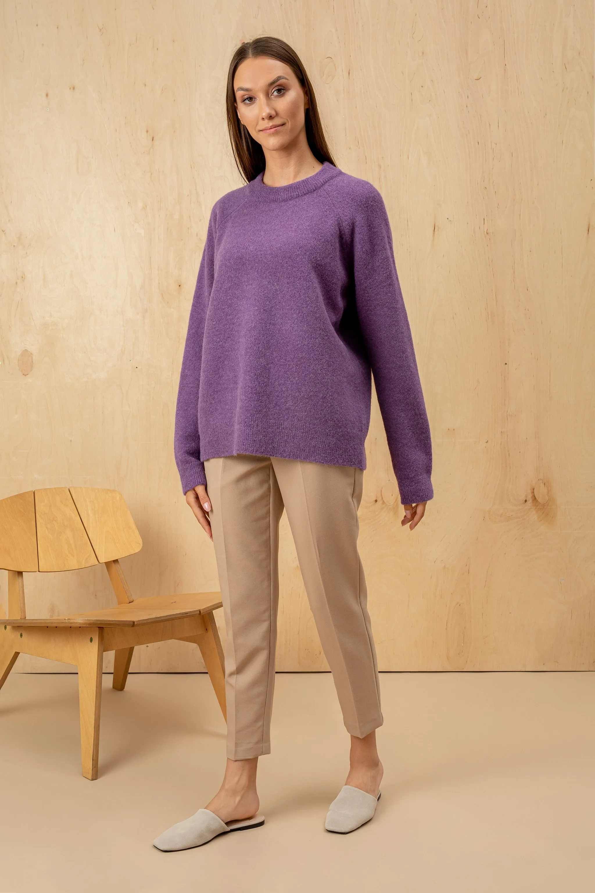 Velvet Wool Sweater Oversized - Purple