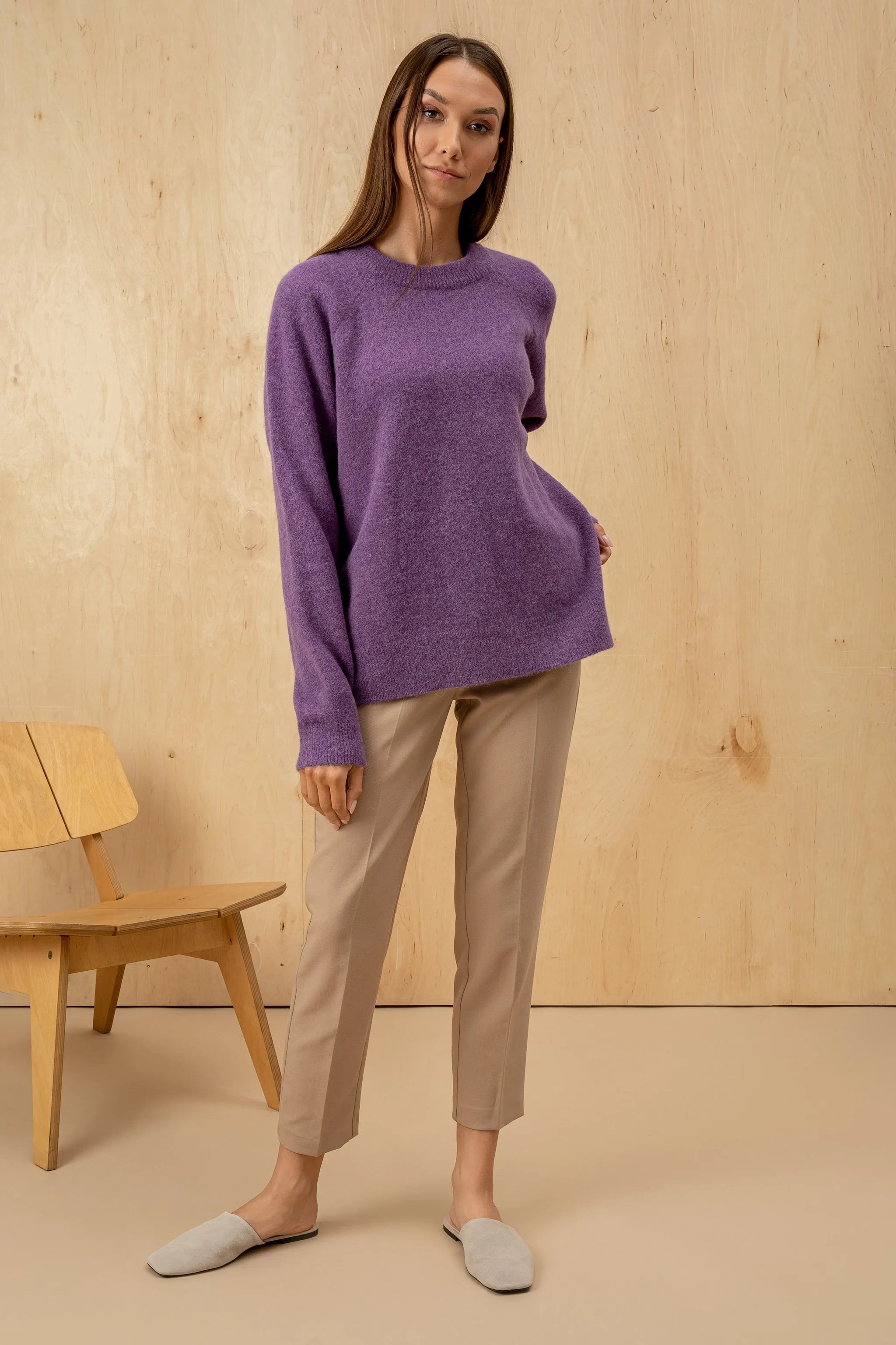 Velvet Wool Sweater Oversized - Purple