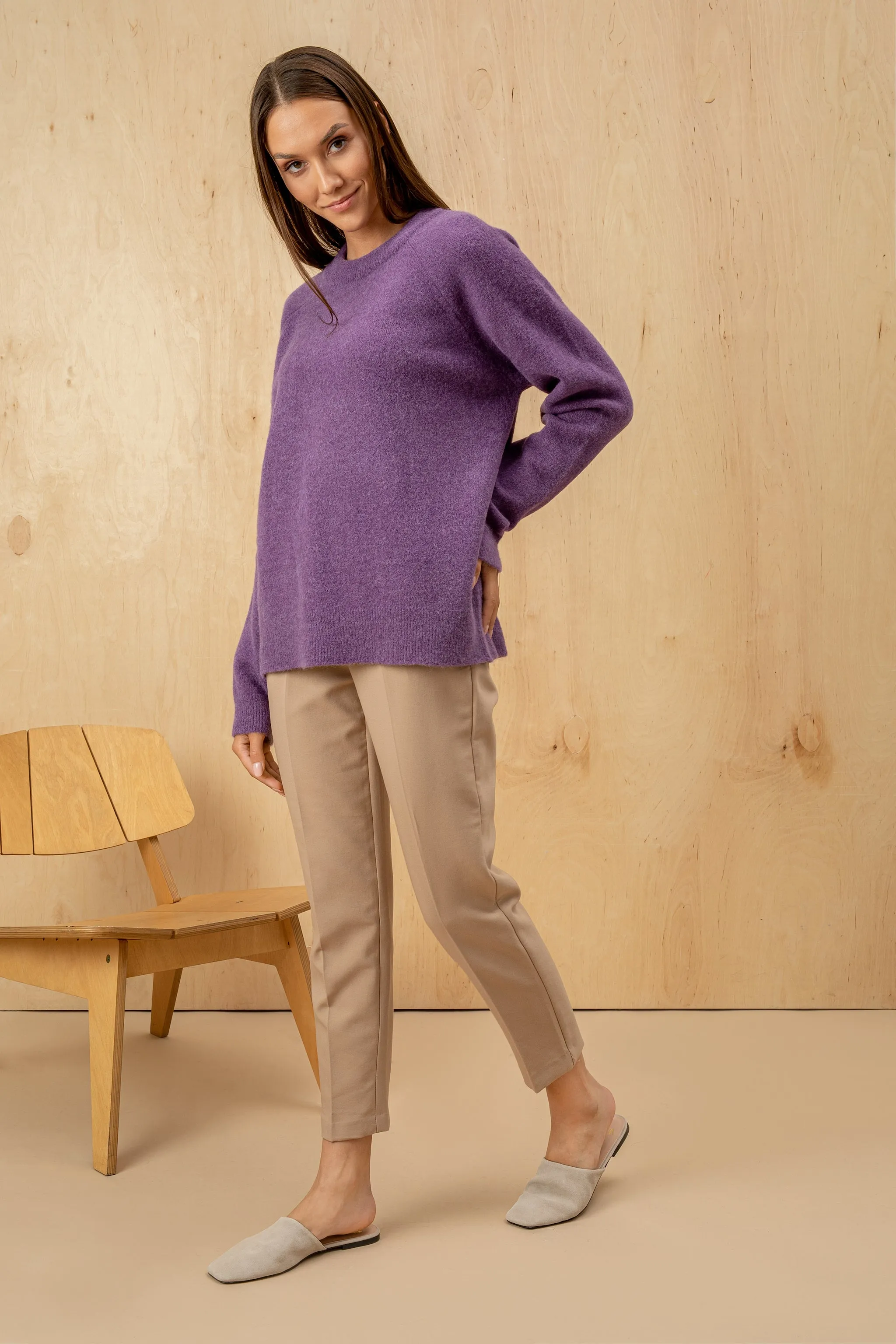Velvet Wool Sweater Oversized - Purple