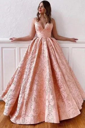 Vintage Long A-line V-neck Spaghetti Straps Satin Backless Prom Dress