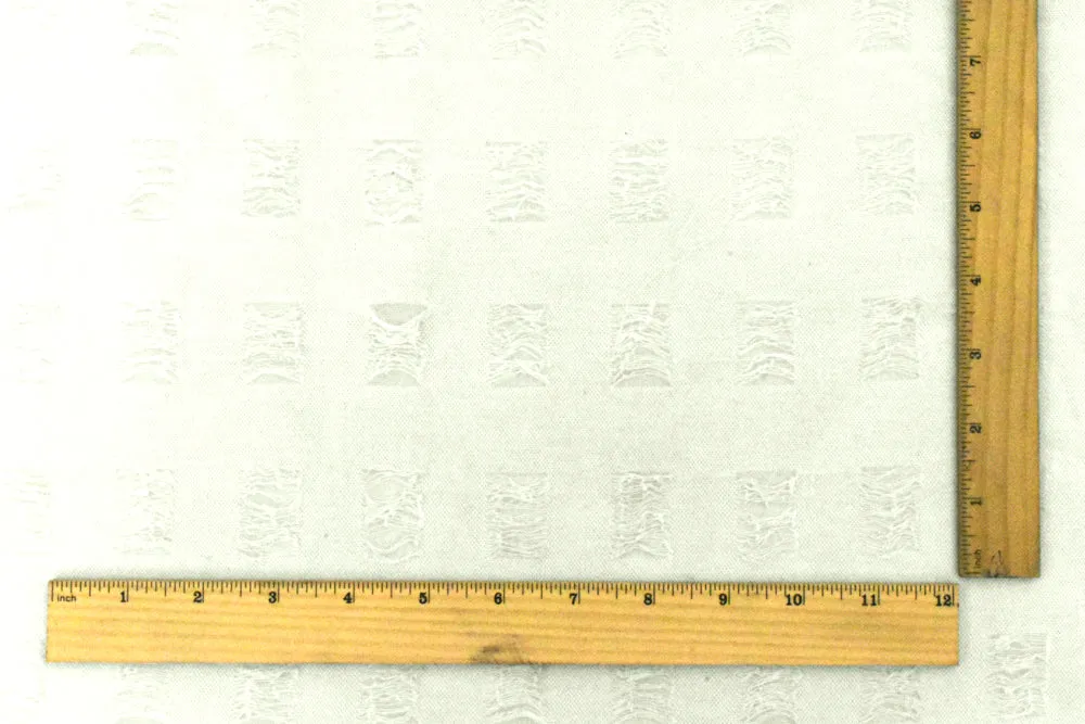 Vintage White Rectangle Texture Stretch Jacquard Mesh Fabric