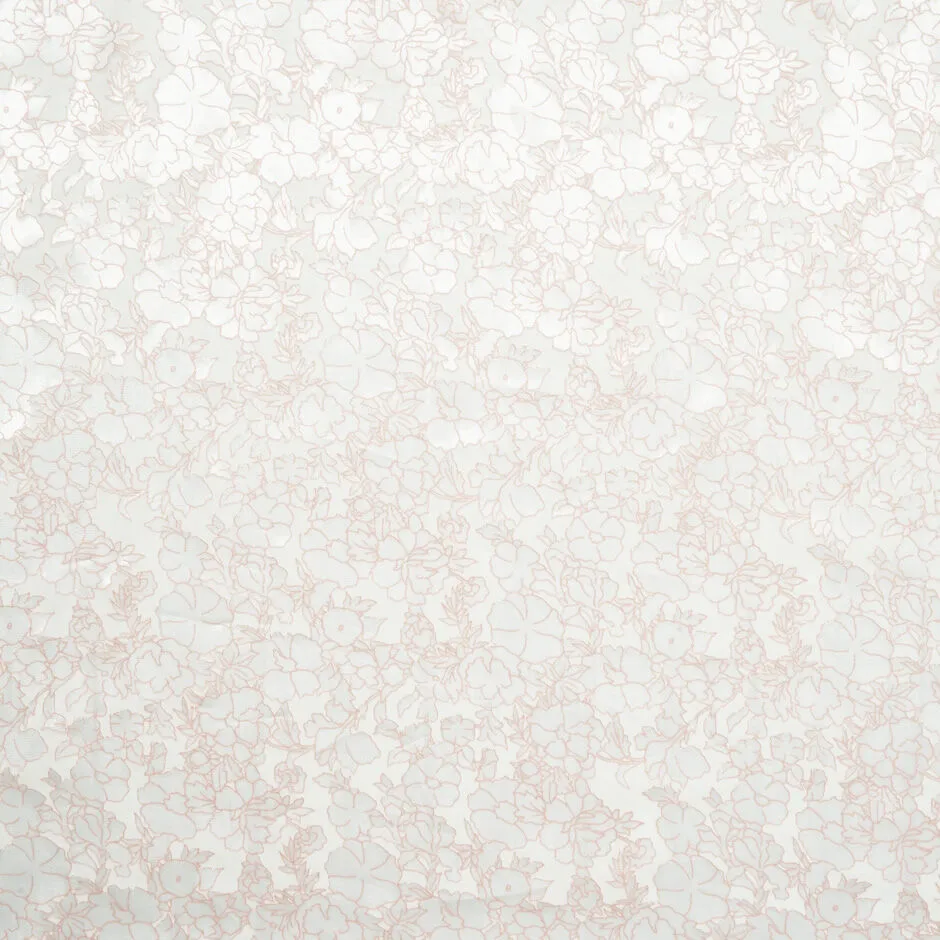 White Satin Floral Burnt Out Georgette