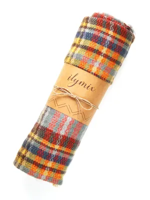 Winter Dreams Plaid Blanket Scarf In Mustard Yellow