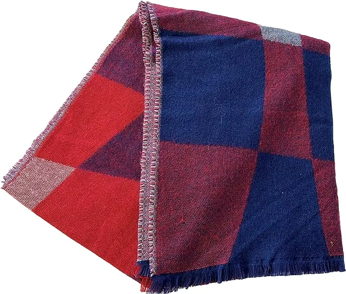 Women's Soft Woven Winter Scarves Lightweight Cozy Acrylic Wraps in Vibrant Orange Yellow Multi and Purple Red Multi by Sock Stack