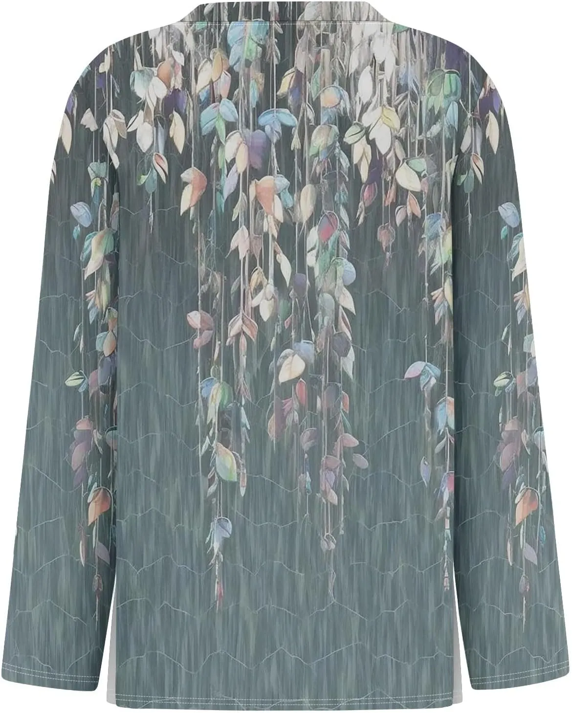 Women's Tops Long Sleeve Spring Shirts 2025 Trendy Loose Fit Crew Neck Floral Print Dressy Blouses